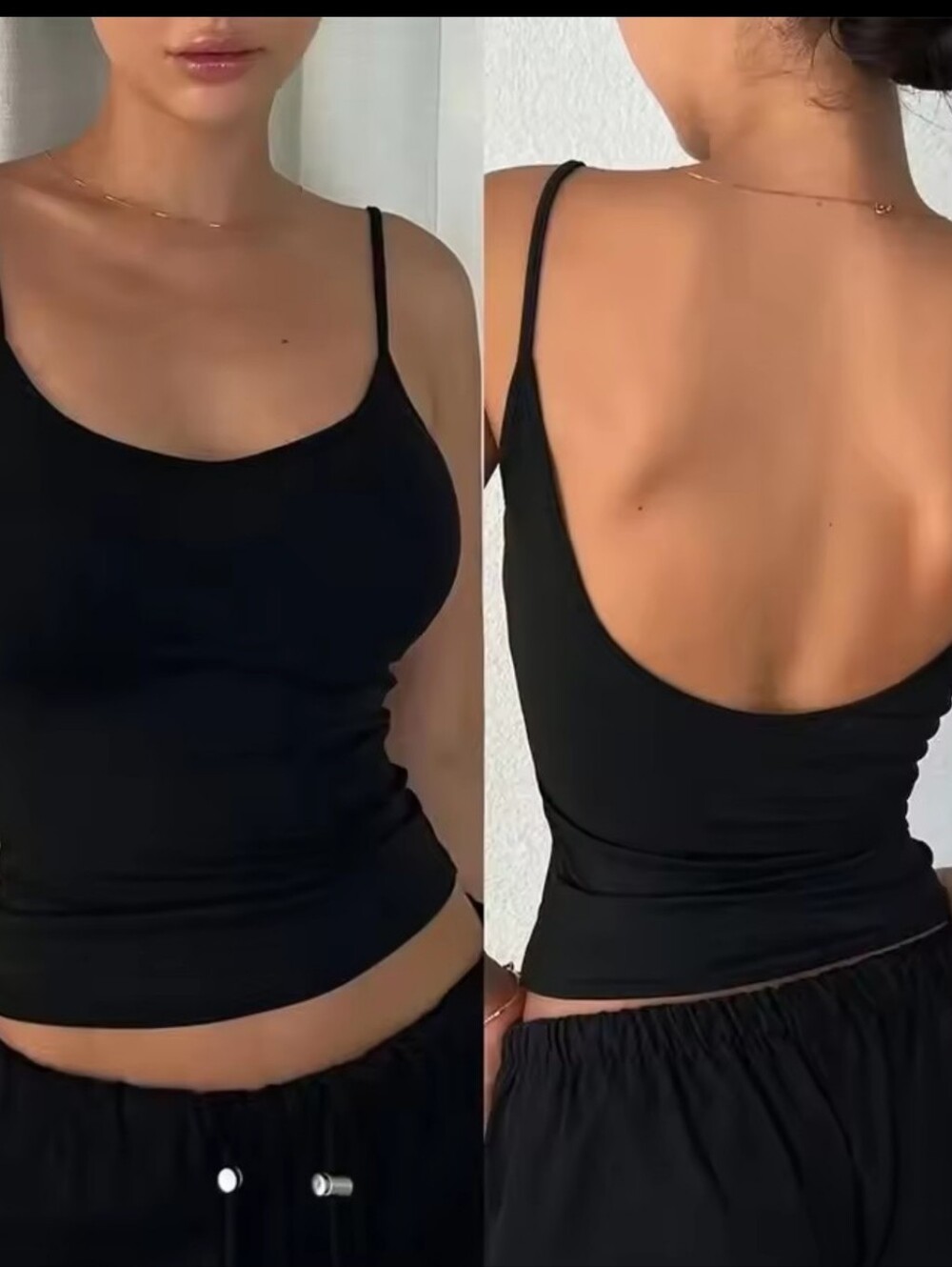 Source Unknown Black Scoop-Back Slim Tank Top